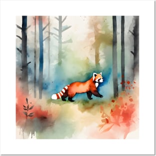 Watercolor Red Panda Spirit Animal Posters and Art